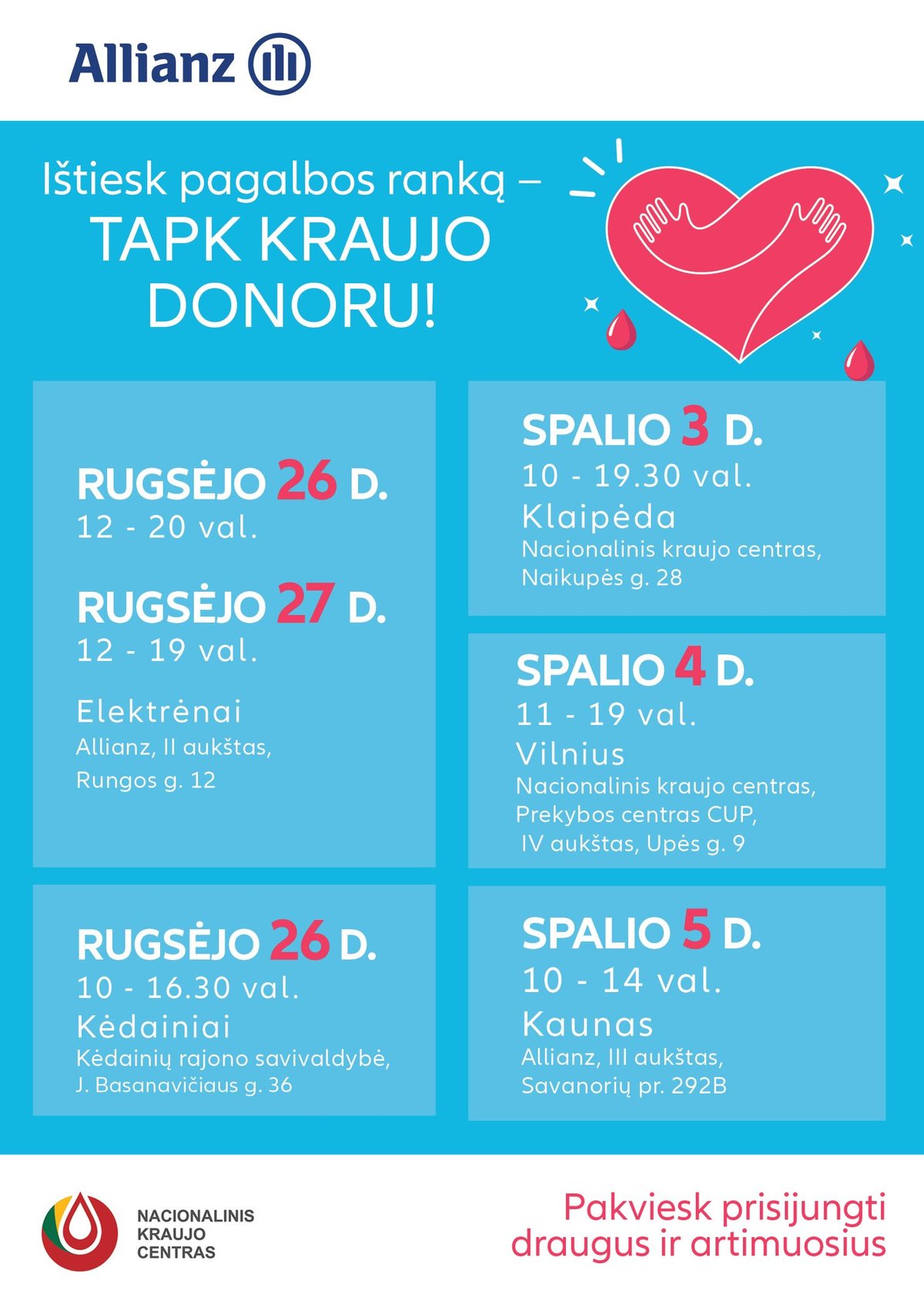 Allianz Lietuva kraujo donorystės kalendorius